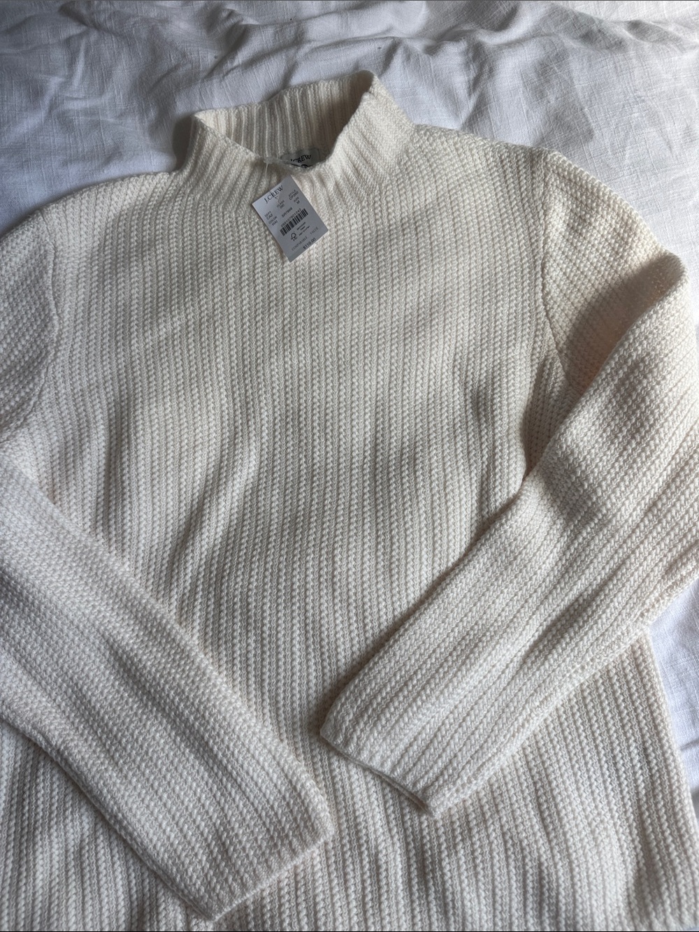 J. Crew Cream Ribbed Mock Turtleneck Sweater